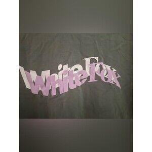 White Fox Boutique Black Tee with Lavender Logo